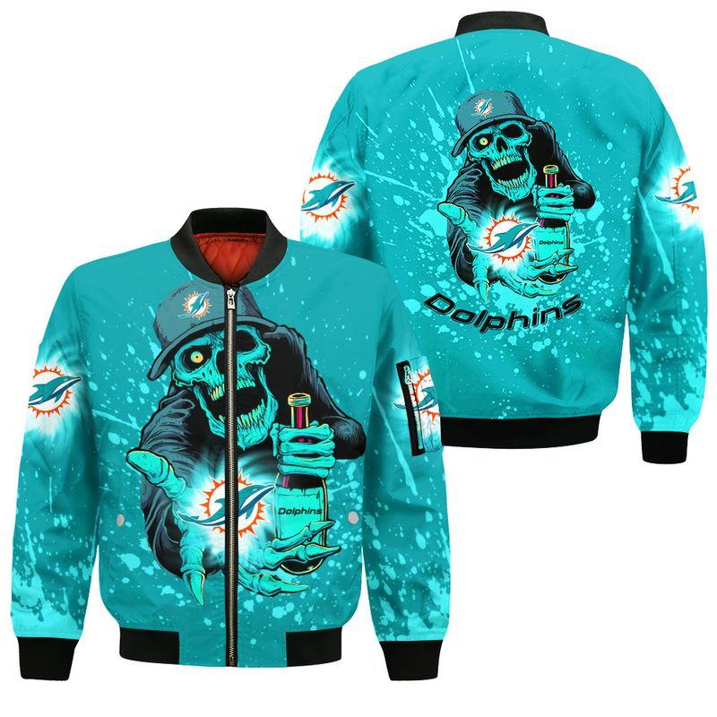 NFL Miami Dolphins Bomber Jacket Skull 3D Unisex