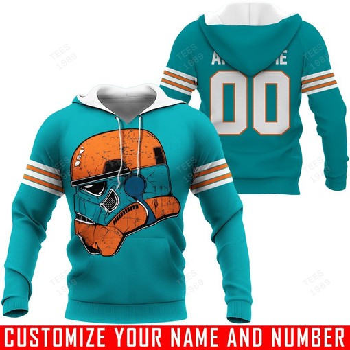 Miami Dolphins Trooper Helmet Customize Name And Number Hoodie