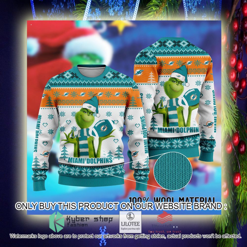 Miami Dolphins Shop - NFL Miami Dolphins The Grinch Christmas Ugly Sweater