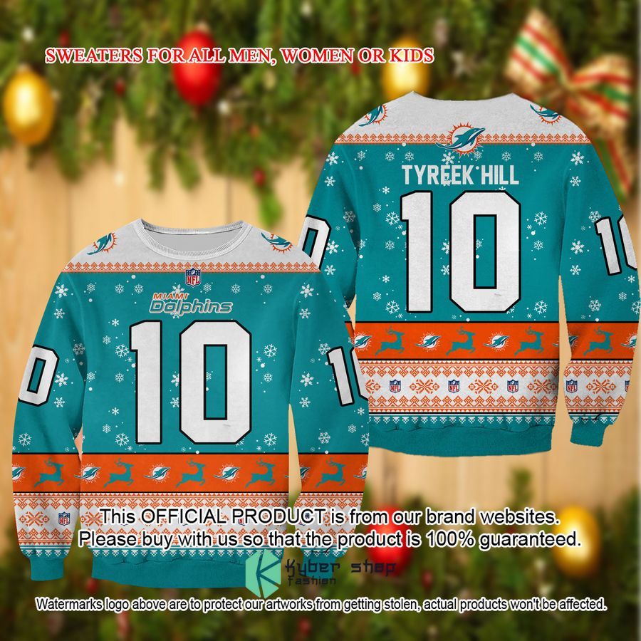 Miami Dolphins Shop - Tyreek Hill Miami Dolphins Christmas Sweater 1