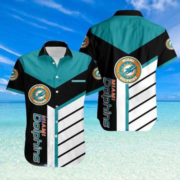 Custom Name Miami Dolphins Logo Button Down Hawaiian Shirt Movement Gift For Men And Women