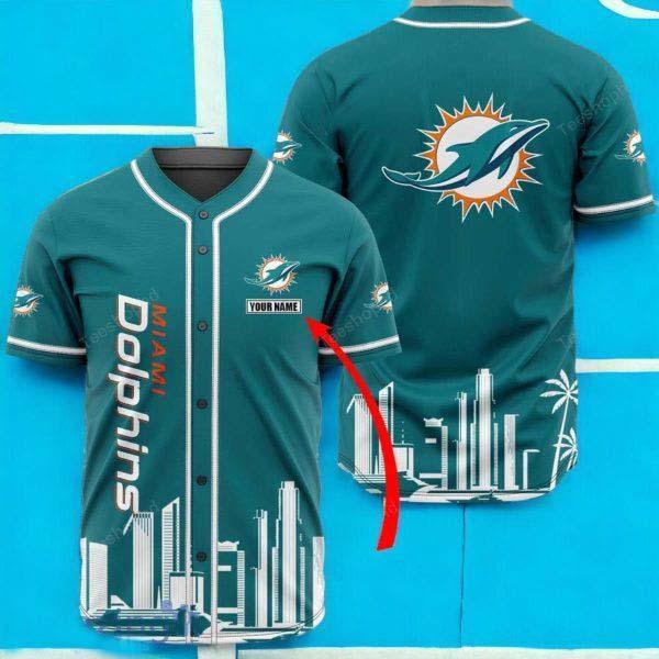 Custom Name NFL Miami Dolphins Baseball Jersey Shirt Best Gift For Men And Women