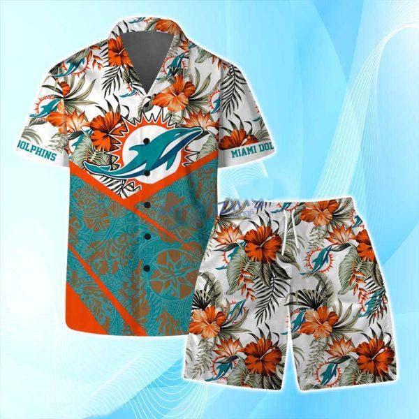 Let’s Go Miami Dolphins Logo Hawaiian Shirt & Short Summer Beach