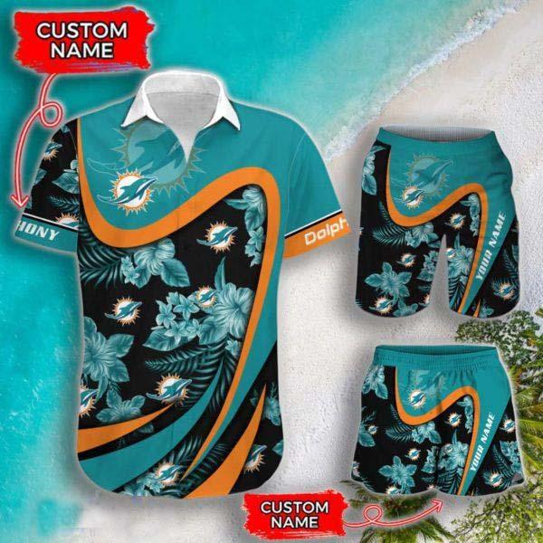 Miami Dolphins NFL Floral Hawaiian Shirt And Shorts Custom Name Casual Comfort Combo For Fans