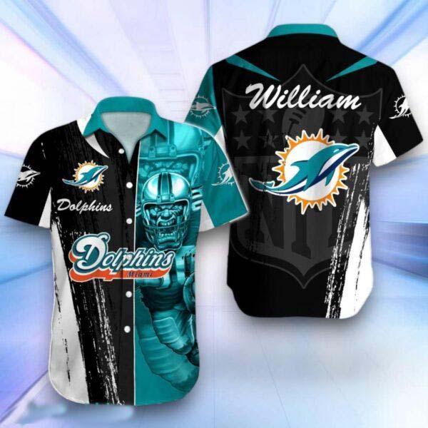 Miami Dolphins NFL Hawaiian Shirt Custom Name Logo 3D For Fans Sport