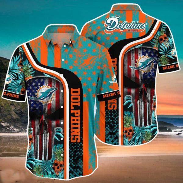 Miami Dolphins Skull Tropical Hawaiian Shirt Exclusive Gift For Summer