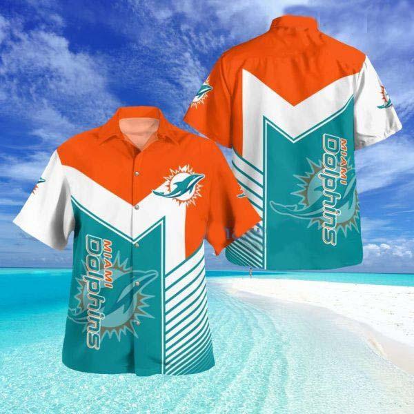 Miami Dolphins Standard Button Down Tropical Hawaiian Shirt