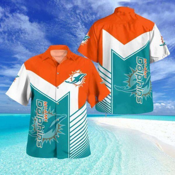 Miami Dolphins Standard Button Down Tropical Hawaiian Shirt