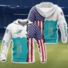 Miami Dolphins US Flag 3D All Over Printed T-shirt Hoodie Sweatshirt