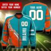 Miami Football Custom 3D Bomber Jacket Miami Football Personalized Bomber Miami Team Vintage Unisex Jackets Gift For Fan