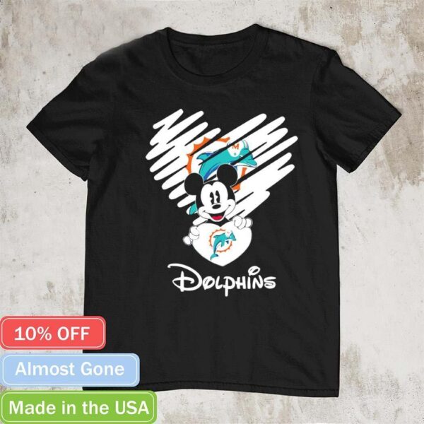 Mickey heart Miami Dolphins shirt