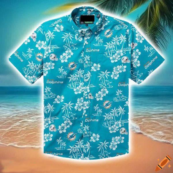 NFL Miami Dolphins Floral 3D Hawaiian Shirt Summer Gift For NFL Fans