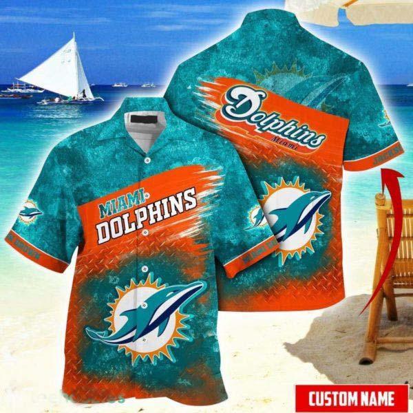 NFL Miami Dolphins Hawaiian Shirt Custom Name For Fans Aloha Summer Shirt