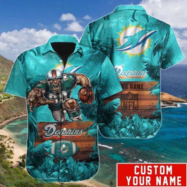 NFL Miami Dolphins Hawaiian Shirt Custom Name Unique Gift For Men Women