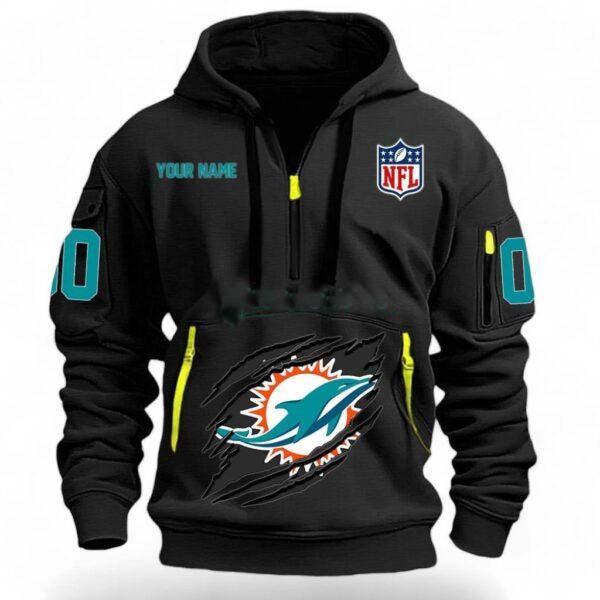 NFL Miami Dolphins Personalize Quarter Zip Hoodie Limited Edition