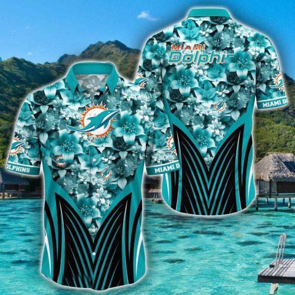 Personalized Name NFL Miami Dolphins Hawaiian Shirt 3D Flower Pattern Summer Gift