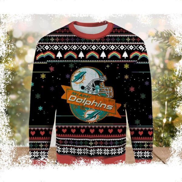 Miami Dolphins EST 1966 Ugly Christmas Sweater - available at - miamidolphinsfanstore.com