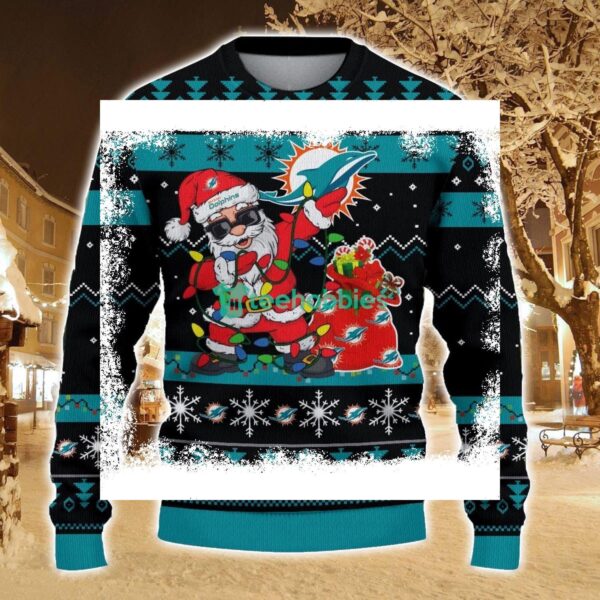 Miami Dolphins Santa Claus Ugly Christmas Sweater All Printed Sweater For Fans Gift Ideas - available at - miamidolphinsfanstore.com