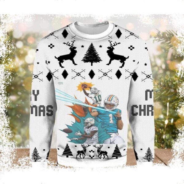 NFL Super Team Miami Dolphins Ugly Christmas Sweater - available at - miamidolphinsfanstore.com