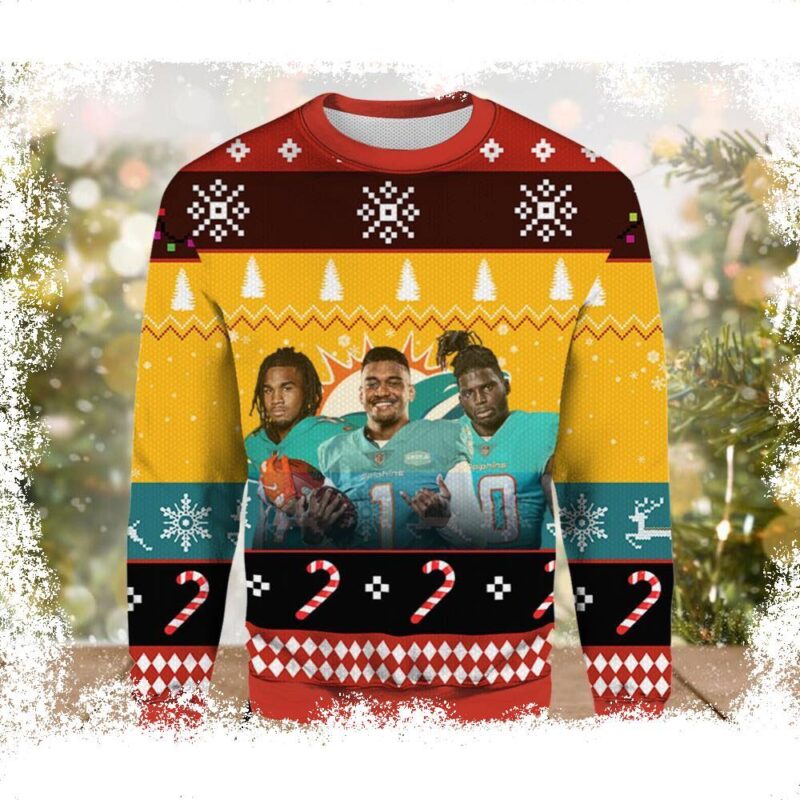 Tua Tagovailoa Miami Dolphins Ugly Sweater - available at - miamidolphinsfanstore.com