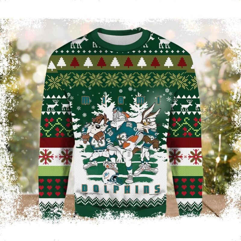 Vintage 90s Miami Dolphins NFL Ugly Chirstmas Sweater - available at - miamidolphinsfanstore.com